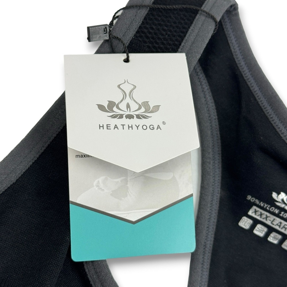 Healthyoga Sports Bra Sz XXXL 3XL Athletic Yoga Running Black Racer Back Top NWT - Picture 9 of 10